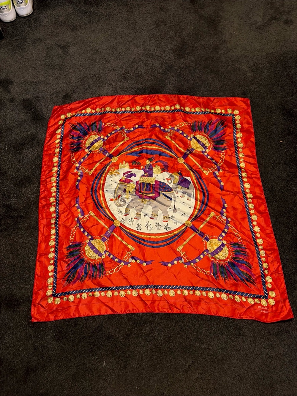 Vintage 30” Paisley Floral Scarf Geometric Border Retro Square Pattern